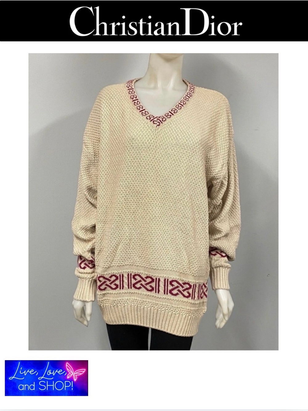 CHRISTIAN DIOR Chunky Knit Sweater, Vintage, EUC